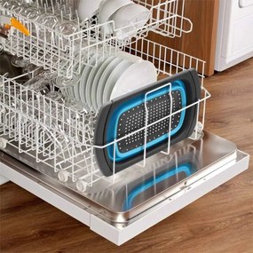 Πτυσσόμενο Πλαστικό Σουρωτήρι Κουζίνας 60x26cm - Μπλε