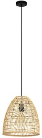 Φωτιστικό Οροφής Ayesgarth 43866 Φ33x110cm 1xΕ27 40W Black-Natural Eglo Steel,Wood