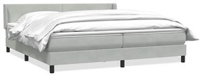 vidaXL Κρεβάτι Boxspring με Στρώμα Ανοιχτό Γκρι 180x210 εκ. Βελούδινο