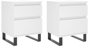 vidaXL Κομοδίνα Λευκά 2 τεμ. 40 x 35 x 50 εκ. από Επεξεργασμένο Ξύλο