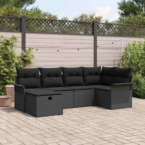 vidaXL Σετ Καναπέ Κήπου 6 pcs Μαύρο 242.5 x 132.5 x 85 εκ. Πολυ ράταν