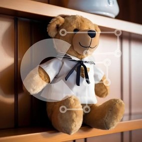 Intra Συλλεκτικό Ξύλινο Παζλ Plywood  4mm - Καφέ αρκουδάκι με ενδυμασία Sailor Σε Ξύλινο Κουτί - Διαστάσεις: 10x10 cm – 25 κομμάτια