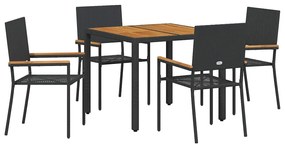 vidaXL Σέτ φαγητού για κήπο 5 pcs Μαύρο, Καφέ 90 x 90 x 75 cm