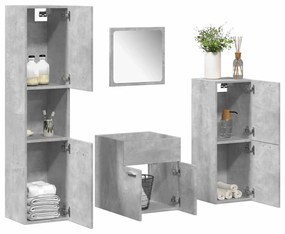 Σετ Επίπλων Μπάνιου 4 Τεμαχίων Γκρι Σκυροδέματος από Επεξ. Ξύλο