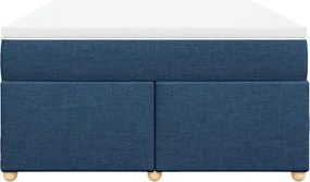 vidaXL Κρεβάτι Boxspring με Στρώμα Μπλε 160x200 εκ. Υφασμάτινο