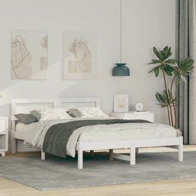vidaXL Σκελετός Κρεβατιού Λευκό 140 x 190 cm Συμπαγές ξύλο πεύκου