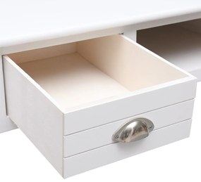 vidaXL Γραφείο Λευκό 108 x 45 x 76 εκ. από Μασίφ Ξύλο Παυλώνιας