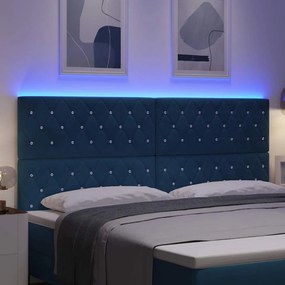 vidaXL LED κεφαλάρι Σκούρο Μπλε Βελούδο