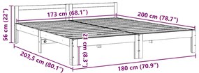 Σκελετός Κρεβατιού Χωρίς Στρώμα 180x200 εκ Μασίφ Ξύλο Πεύκου - Καφέ