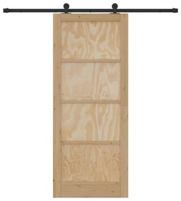 vidaXL Σετ Συρόμενης Πόρτας Φυσικό και μαύρο 86 x 211 cm