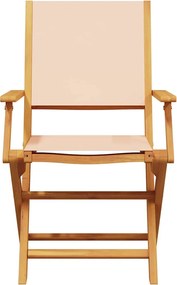 vidaXL Καρέκλες Κήπου 2 τεμ. Μπεζ Μασίφ Ακακία &amp; Ύφασμα