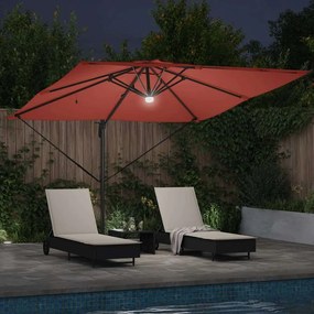 vidaXL Ρώμη Ομπρέλα με φώτα λωρίδας LED Κόκκινο 286 x 285 x 270 εκ