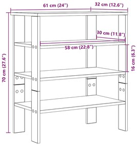 Ράφι παπουτσιών Μαύρο 61x32x70 cm Κατασκευασμένο ξύλο - Μαύρο