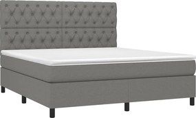 vidaXL Κρεβάτι Boxspring με Στρώμα Σκούρο Γκρι 160x200 εκ Υφασμάτινο