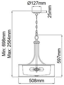 Κρεμαστό Φωτιστικό Οροφής 4xE27 60W IP20 Lacey Elstead Lighting KL-LACEY-P-L-MB Μπρονζέ