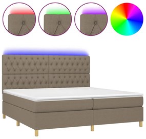 ΚΡΕΒΑΤΙ BOXSPRING ΜΕ ΣΤΡΩΜΑ &amp; LED TAUPE 200X200 ΕΚ. ΥΦΑΣΜΑΤΙΝΟ 3135705