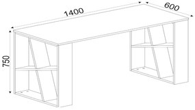 Γραφείο Simi Μαύρο/Λευκή Επιφάνεια 140x60x74cm - 14410071 - 14410071