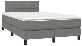 Κρεβάτι Boxspring με Στρώμα Σκούρο Γκρι 120x200 εκ. Υφασμάτινο - Γκρι