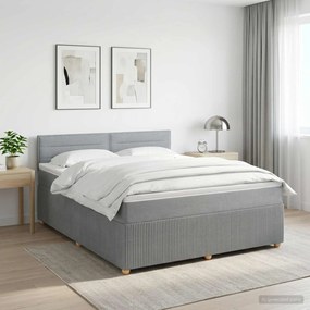 vidaXL Κρεβάτι box spring με στρώμα Ανοιχτό γκρι 140 x 190 cm Ύφασμα