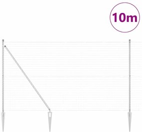 vidaXL Φράχτης με Στήλες. Ασημί 1.6 x 10 m Ατσάλι
