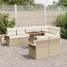 vidaXL Σετ Καναπέ Κήπου με αποθήκευση 9 pcs Μπεζ Πολυ ράταν