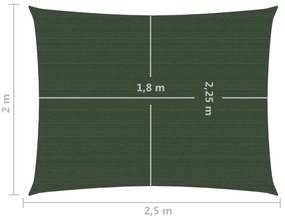 Πανί Σκίασης Σκούρο Πράσινο 2 x 2,5 μ. από HDPE 160 γρ./μ² - Πράσινο