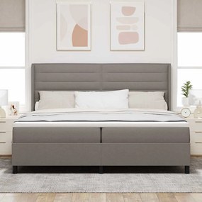 vidaXL LED Κρεβάτι με βάθρο με στρώμα Taupe 200 x 200 cm ύφασμα