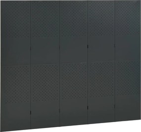 vidaXL Διαχωριστικά Δωματίου 2 τεμ 5 Πάνελ Ανθρακί 200x180εκ.  Ατσάλι