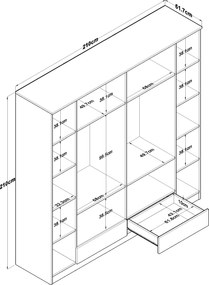 Ντουλάπα Λευκό BRAMI 210x51.7x210