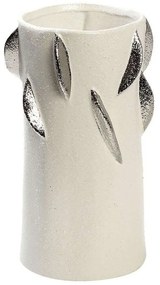 Βάζο Κεραμικό Φύλλα NIX105 16,8x16,8x28cm White-Silver Espiel Κεραμικό