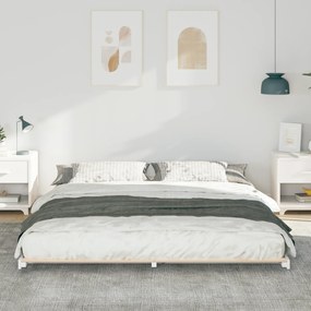vidaXL Κρεβάτι δαπέδου Λευκό 200 x 220 cm Μασίφ ξύλο πεύκου