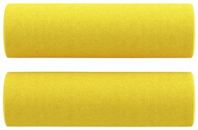 vidaXL Καναπές Τριθέσιος Ανοιχτό Κίτρινο Υφασμάτινος με Μαξιλάρια