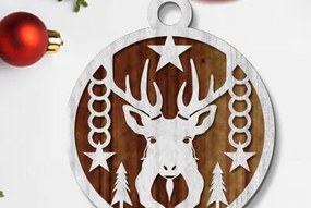 Σετ των 2 Intra απο ξύλο plywood 3mm-4mm πάχος Χριστουγεννιάτικη μπάλα 3D Design Δίασταση 15x15 cm INTRAFABR-73432217