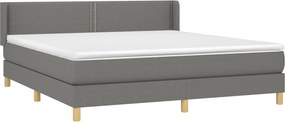 vidaXL Κρεβάτι Boxspring με Στρώμα Σκούρο Γκρι 180x200 εκ Υφασμάτιν