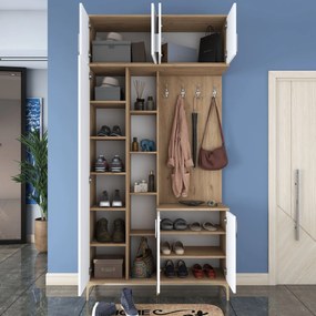 Έπιπλο Εισόδου Καρυδί / Λευκό CROTU 120x37.5x240