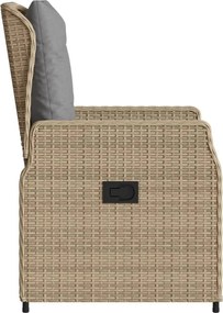 vidaXL Καρέκλες Κήπου Ανακλινόμενες 2 τεμ. Μπεζ Συνθ. Ρατάν