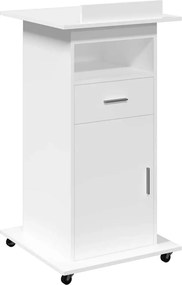 vidaXL Αναλόγιο με Ροδάκια &amp; Συρτάρι Λευκό 55x55x107 εκ. Επεξ. Ξύλο