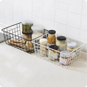 Μεταλλικό Καλάθι Αποθήκευσης 29x12x13cm Άσπρο ή Μαύρο - Μαύρο