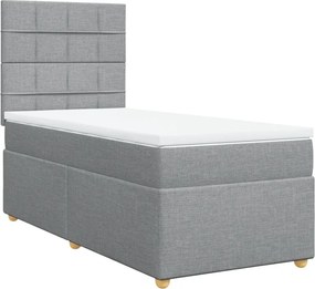 vidaXL Κρεβάτι Boxspring με Στρώμα Ανοιχτό Γκρι 100x200 εκ. Υφασμάτινο