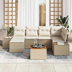 vidaXL Σετ Καναπέ Κήπου 7 pcs Μπεζ και λευκό