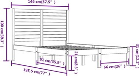 vidaXL Πλαίσιο Κρεβατιού Λευκό 140 x 190 εκ. από Μασίφ Ξύλο