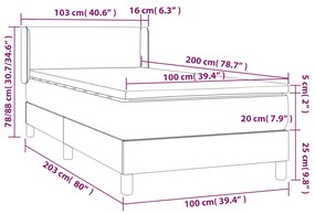 Κρεβάτι Boxspring με Στρώμα Taupe 100 x 200 εκ. Υφασμάτινο - Μπεζ-Γκρι