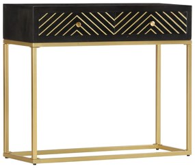 Τραπέζι Κονσόλα Μαύρο / Χρυσό 90x30x75 εκ. Μασίφ Ξύλο Μάνγκο