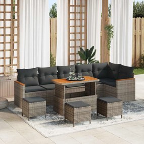 vidaXL Σετ Καναπέ Κήπου 10 pcs Γκρι συνθετικό ρατάν