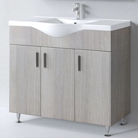 Έπιπλο Μπάνιου Πάγκος Με Νιπτήρα Siena 100 S3BSI100HN0 96x34x83/100x46cm Grey-White Πορσελάνη,Μελαμίνη