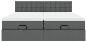 ΟΘΩΜΑΝΙΚΟ ΚΡΕΒΑΤΙ ΜΕ ΣΤΡΩΜΑΤΑ&amp;LEDS ΣΚΟΥΡΟ ΓΚΡΙ 160X200CM ΥΦΑΣΜΑ 3312879