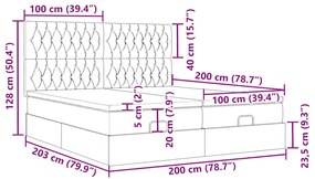 Οθωμανικό κρεβάτι με στρώματα μπλε 200x200cm ύφασμα - Μπλε