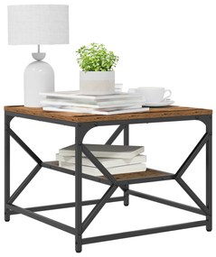 vidaXL Καφέ Τραπεζάκι με Ράφι από Παλιό Ξύλο 51x50x40 εκ.