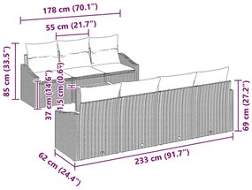 vidaXL Σετ Καναπέ Κήπου με μαξιλάρι 8 pcs Μπεζ Πολυ ράταν