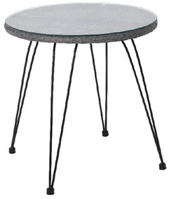 SALSA Τραπέζι Μέταλλο Βαφή Μαύρο, Wicker Γκρι Φ52cm H.53cm Ε244,Τ1